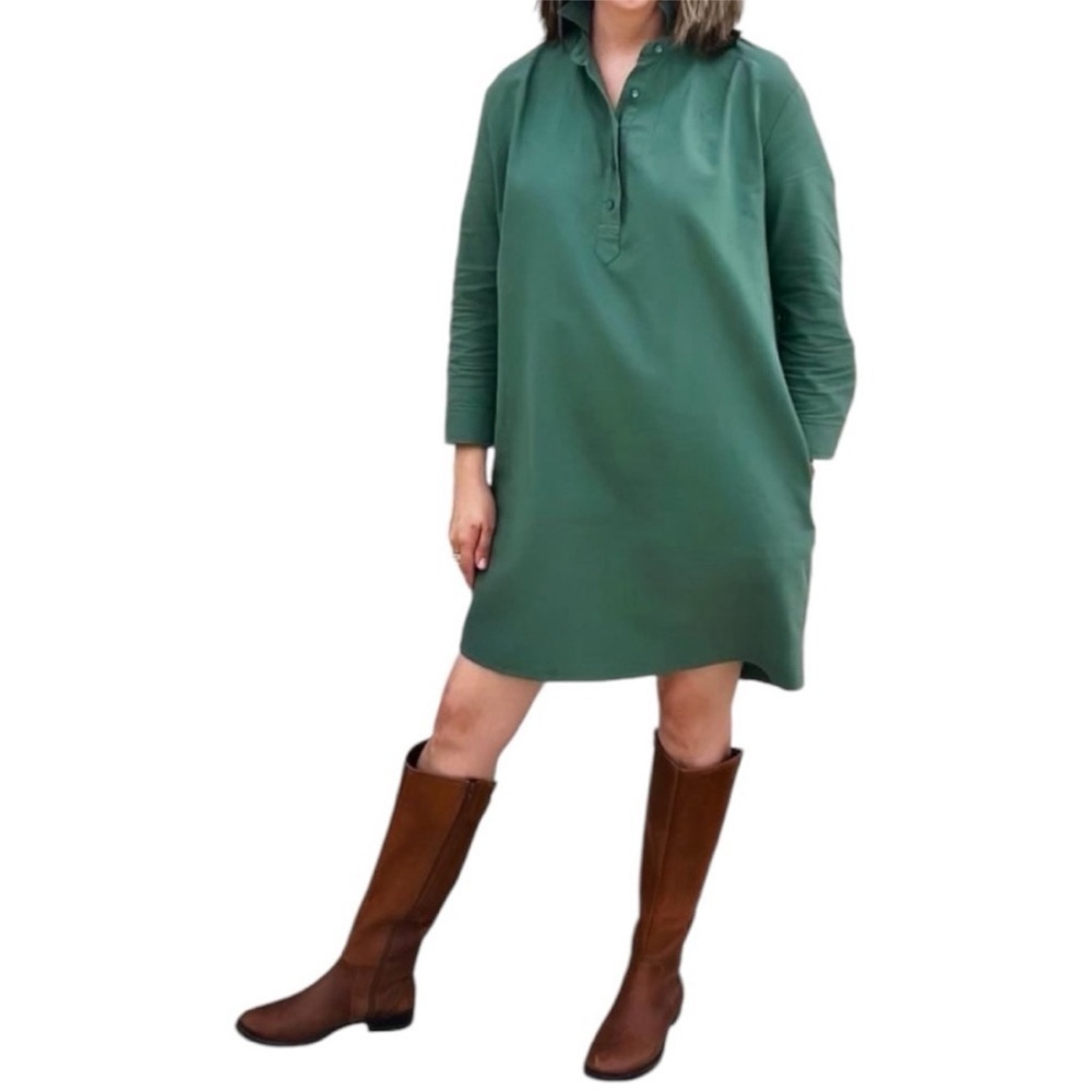 TUCKERNUCK POMANDER PLACE POLLY GREEN COTTON SHIRT DRESS SIZE LARGE EUC